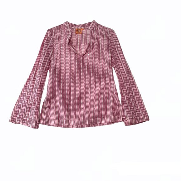 Tory Burch Stephanie Embellished Sequined Tunic Shirt Wild Orchid - Size 2 - Picture 3 of 9